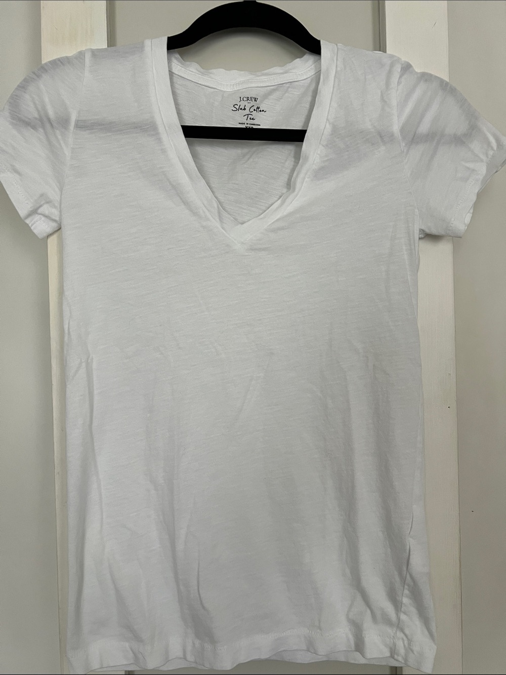 J. Crew White Slim Cotton V-Neck Tee